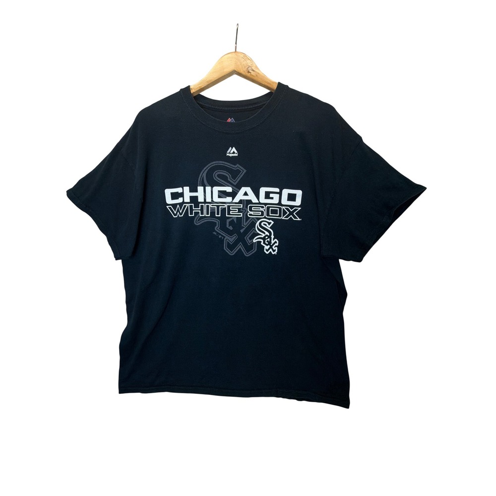 Majestic Chicago White Sox T Shirt Mens XL Black Cotton MLB Graphic Tee 2952X